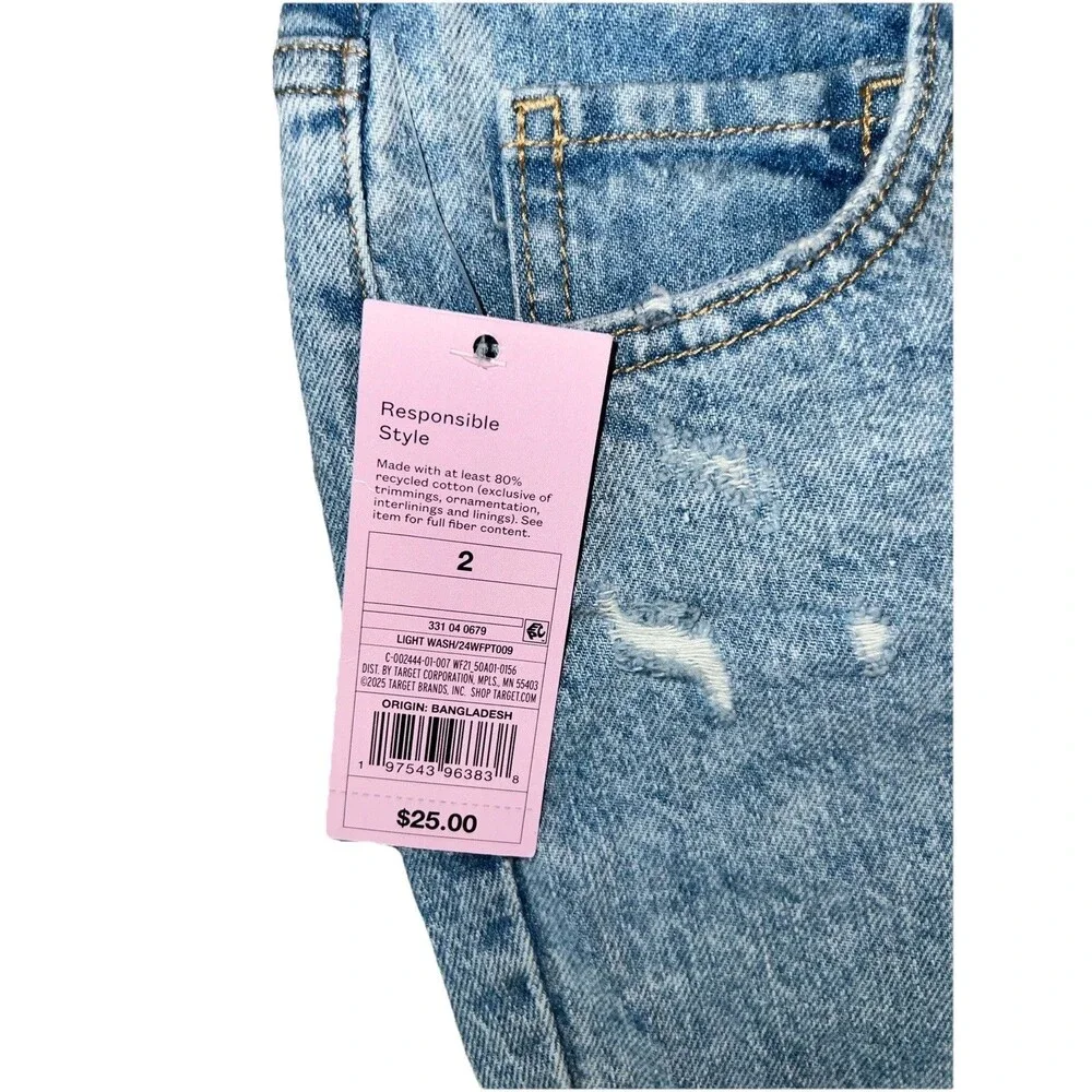Wild Fable High-Rise Tapered Jeans Distressed Womens Size 2 28” Inseam Blue